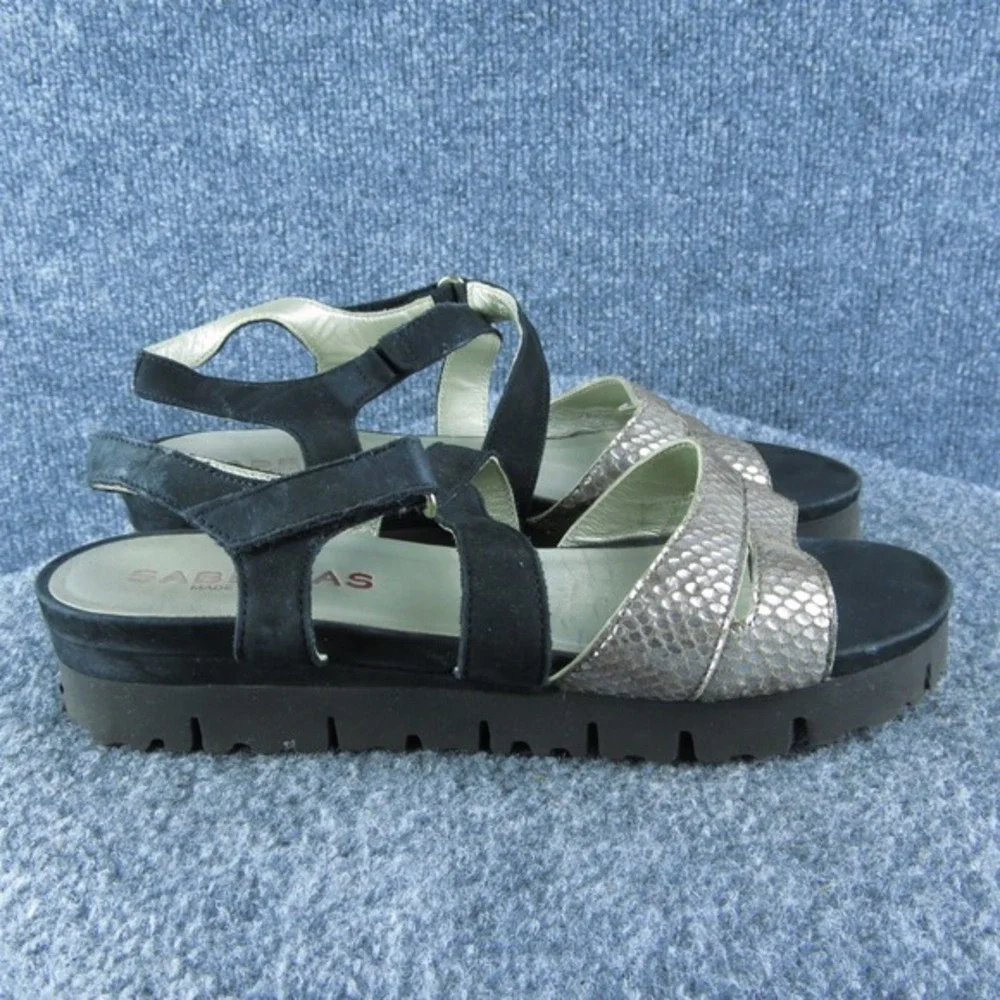 Sabrinas  Women Strappy Sandal‎ Shoes Size 38 Medium Black Leather